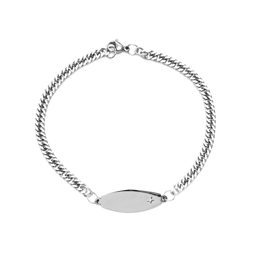 Yıldız Detaylı Gümüş Renk Kişiye Özel İsim Yazılı Çelik Kadın Bileklik - 7