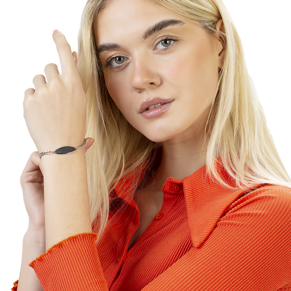 Yıldız Detaylı Gümüş Renk Kişiye Özel İsim Yazılı Çelik Kadın Bileklik - 2