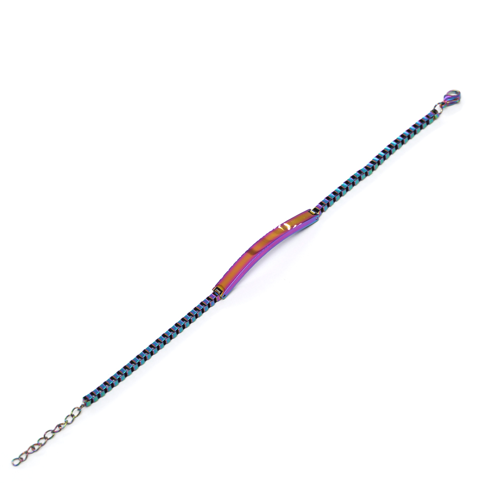 Çelik Zincirli Buz Mavi İsme Özel Yazılı Kadın Bileklik - 3