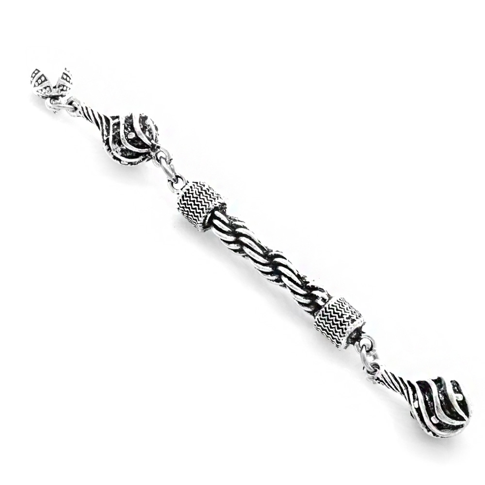 Çeşmi Bülbül Tasarım Gümüş Renk Kararmaz Metal Halat Püskül - 2