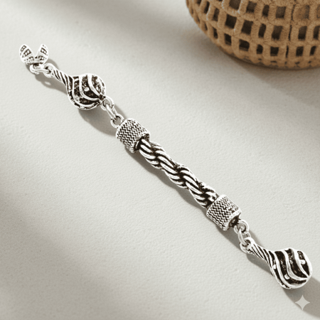 Çeşmi Bülbül Tasarım Gümüş Renk Kararmaz Metal Halat Püskül - Tesbihane