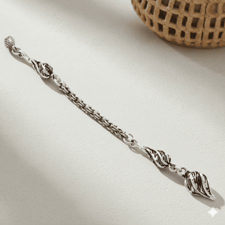 Çeşmi Bülbül Tasarım Gümüş Renk Arnavut Zincirli Kararmaz Metal Püskül - Tesbihane