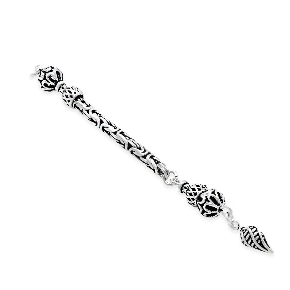 Çeşmi Bülbül Tasarım Uçlu Kral Zincirli 925 Ayar Gümüş Püskül - 2