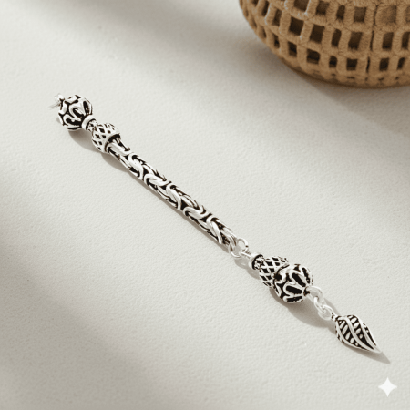 Çeşmi Bülbül Tasarım Uçlu Kral Zincirli 925 Ayar Gümüş Püskül - Tesbihane