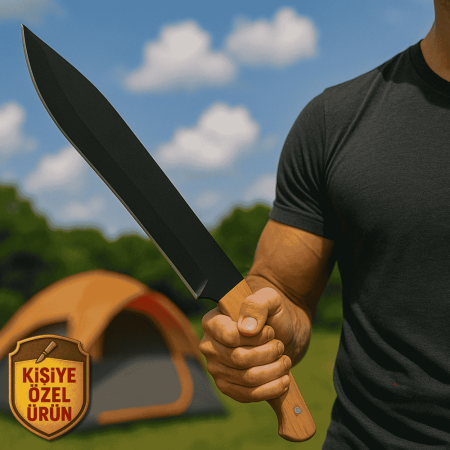 Ceviz Ağacı Saplı İsme Özel Yazılı 9Cr13MoV Kalite Paslanmaz Çelik Pala - M2 - Tesbihane