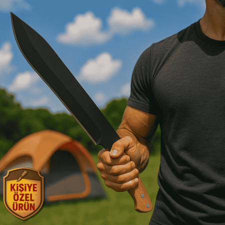 Ceviz Ağacı Saplı İsme Özel Yazılı 9Cr13MoV Kalite Paslanmaz Çelik Pala - M3 - Tesbihane