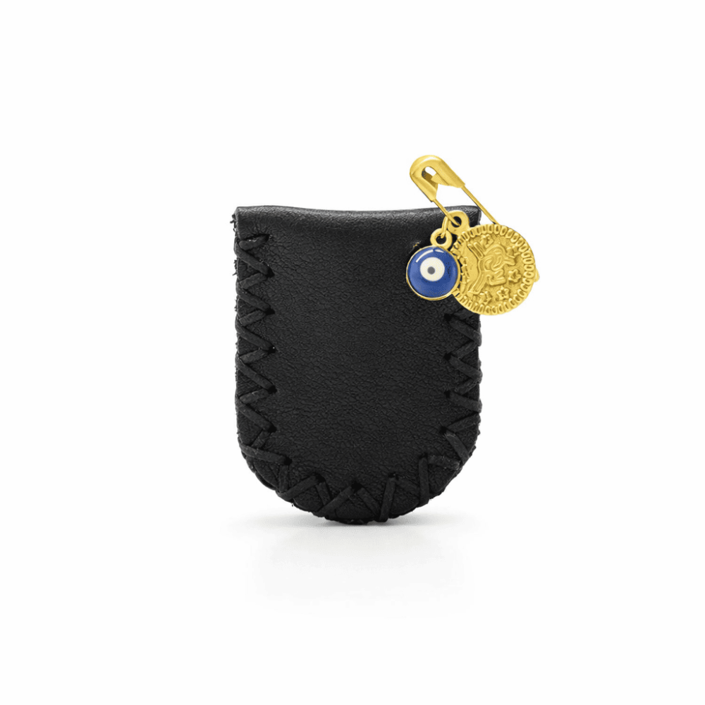 Çocuk Cevşen - İsme Özel Yazılı - Siyah Renk - Gerçek Deriden El Yapımı - Gold Renk Yaka İğneli - 4