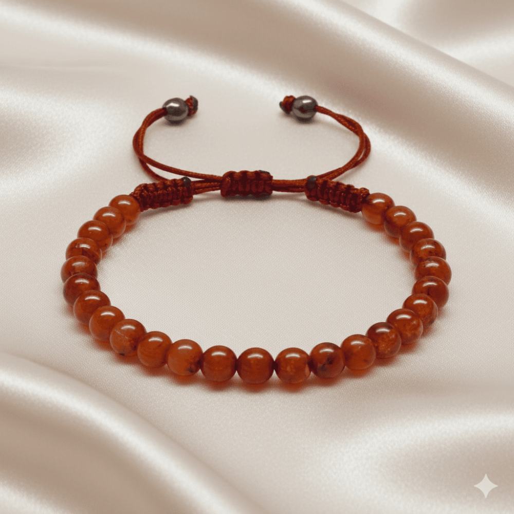 Çocuk Doğal Damla Kehribar Bileklik - Bal Rengi - Makrome Örgülü - Küre Kesim - 3