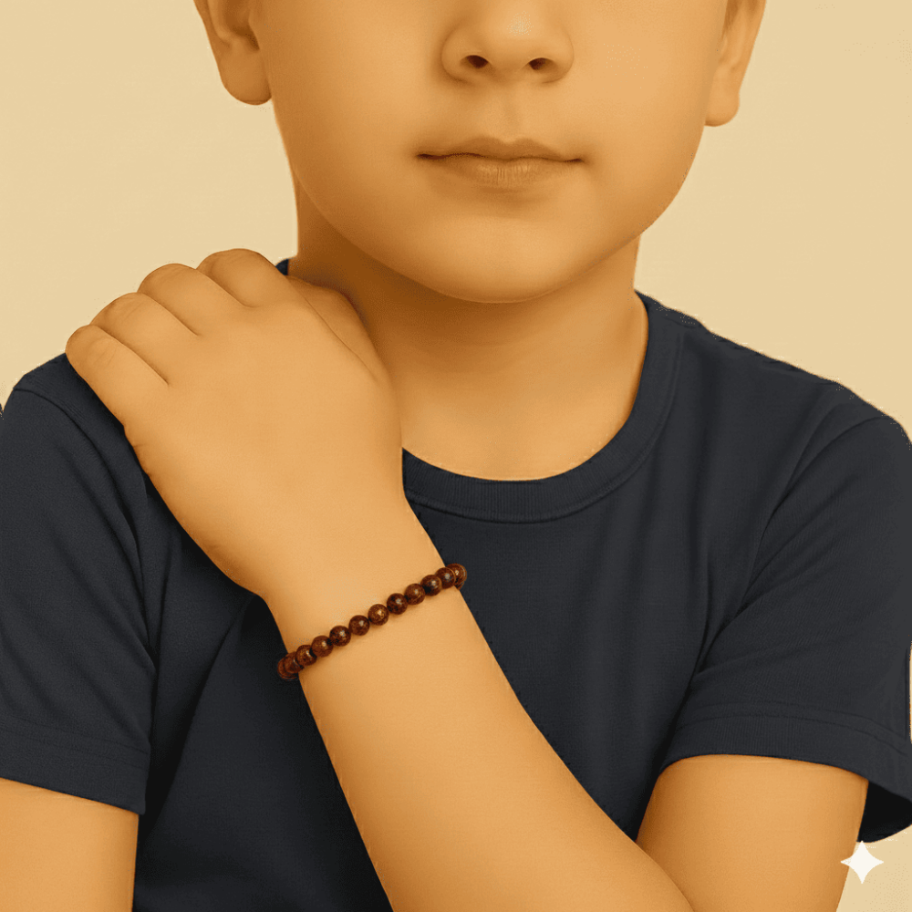 Çocuk Doğal Damla Kehribar Bileklik - Koyu Kırmızı - Küre Kesim - Çelik Zincirli - 2