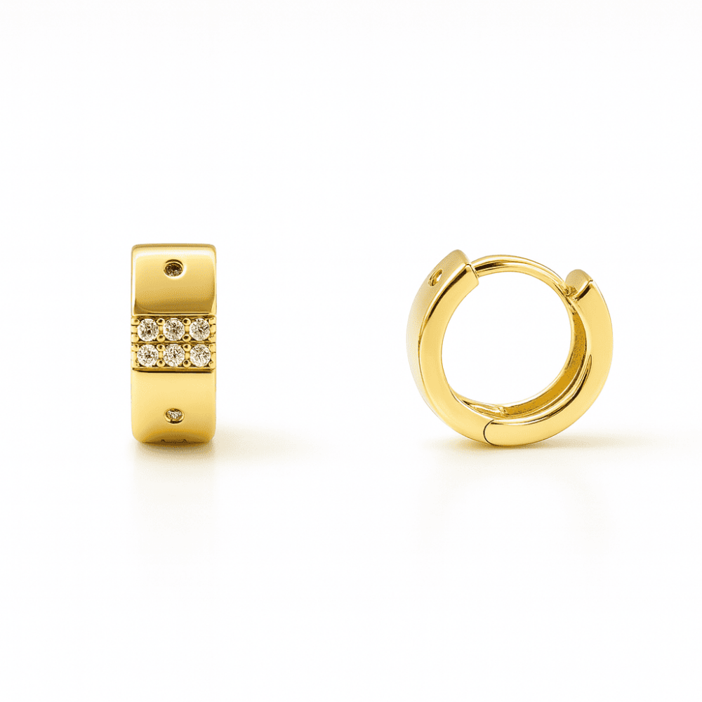 Çocuk Xuping Çelik Küpe - Kalp Detaylı - Beyaz Zirkon Taşlı - Altın Renk - 4