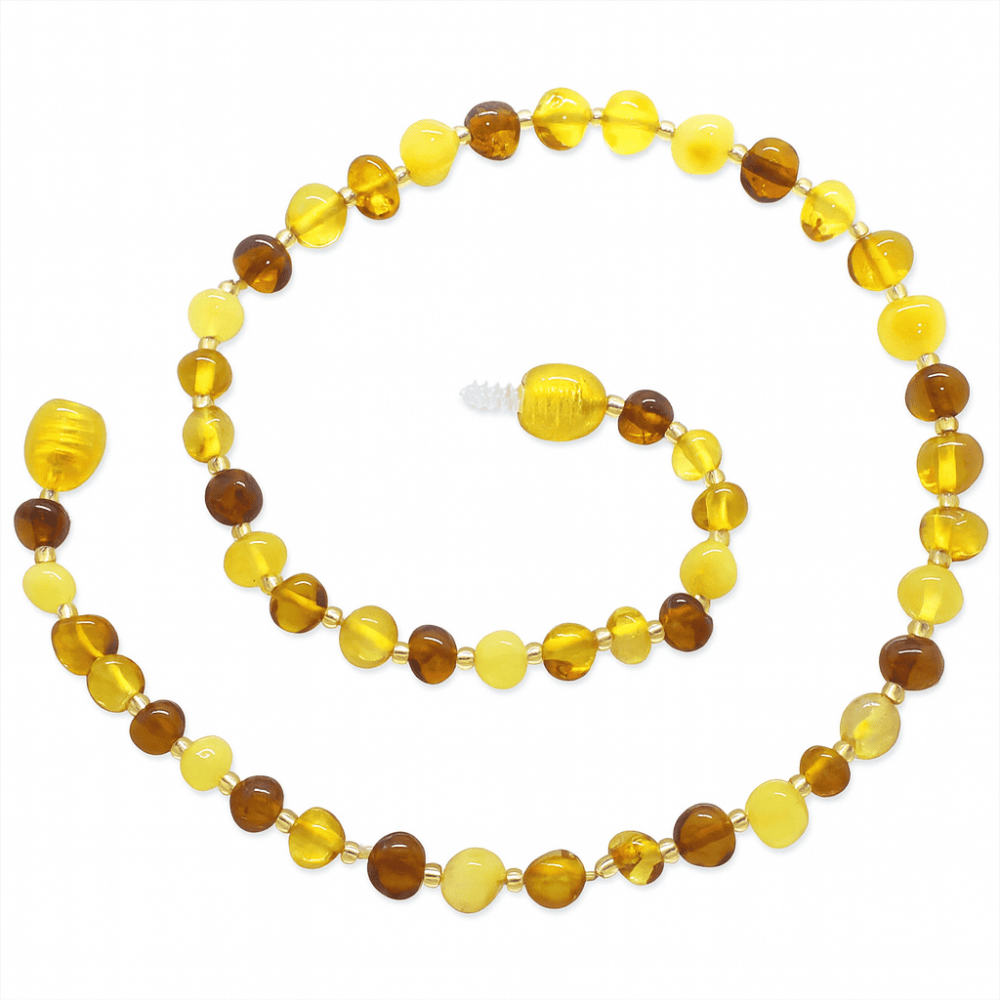 Exclusive Renk Hareli Doğal Damla Kehribar Taşlı Bebek Diş Kolyesi - 3