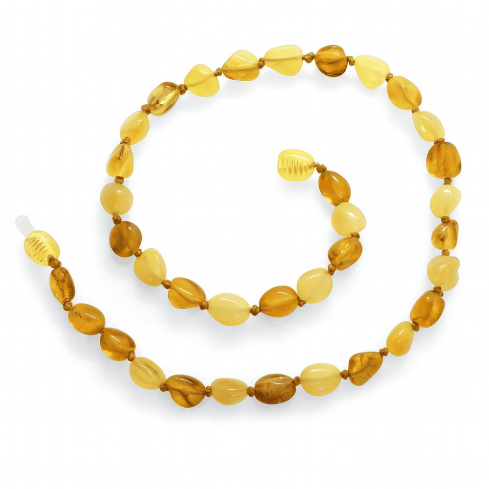 Bala Sarı Renk Doğal Damla Kehribar Taşlı Bebek Diş Kolyesi - 3