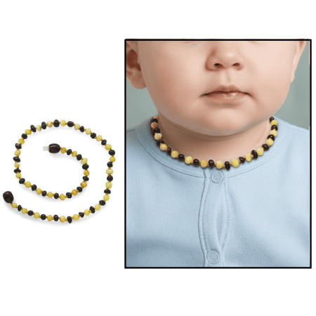 Çok Renkli Özel Seri Doğal Damla Kehribar Taşlı Bebek Diş Kolyesi - Tesbihane