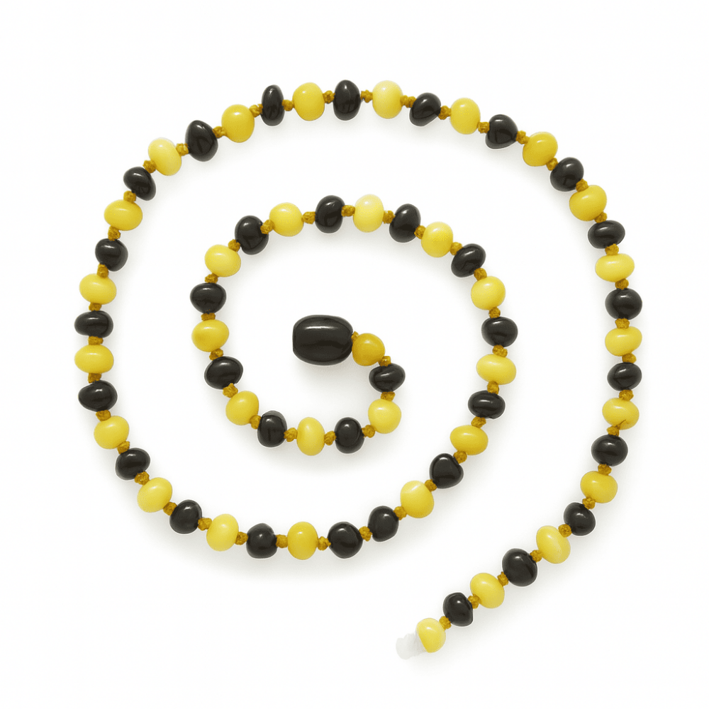 Çok Renkli Şık Kutulu Özel Seri Naturel Damla Kehribar Taşlı Bebek Diş Kolyesi - 4