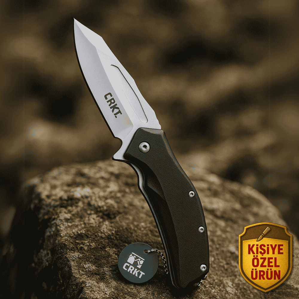 Crkt Siyah Fiber Glass Saplı İsme Özel Kılıflı 9Cr13MoV Kalite Paslanmaz Çelik Avcı Kamp Bıçağı - 2