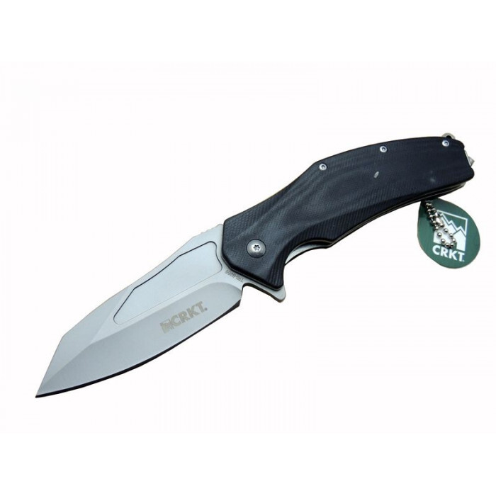 CRKT Siyah Fiber Glass Kabzalı Kişiye Özel İsim Yazılı Özel Kılıflı 9Cr13MoV Kalite Paslanmaz Çelik Avcı ve Kamp Bıçağı - 1