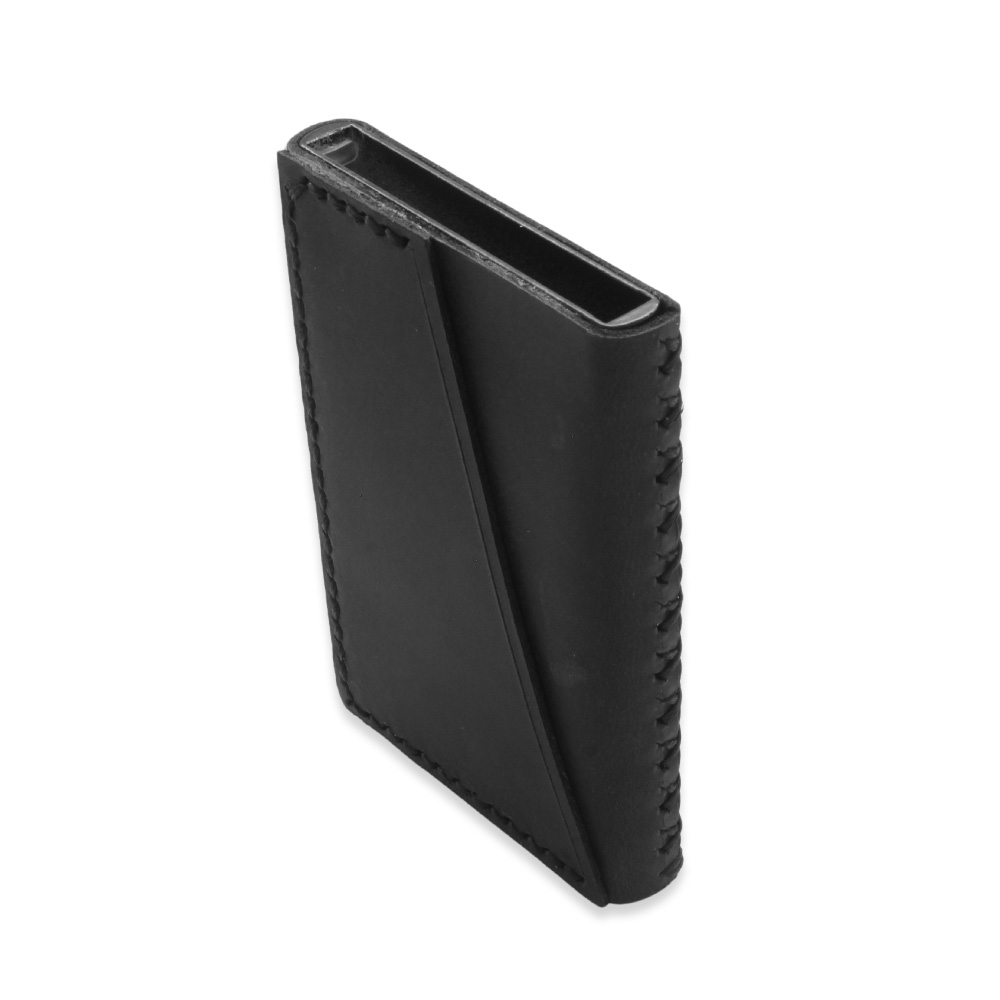 Tamamı El Dikişi Siyah Hakiki Deriden Mekanizmalı İsme Özel Yazılı Kartlık Cüzdan M1 - 3