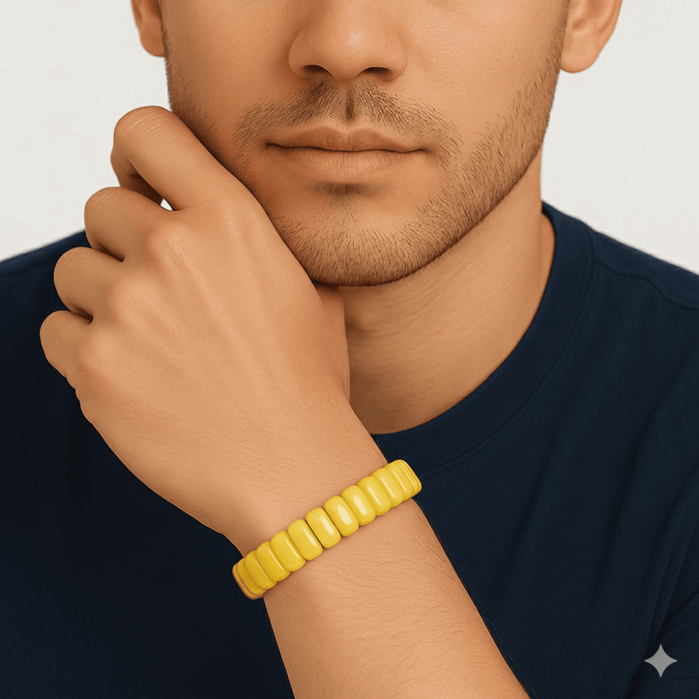 Çubuk Kesim Hardal Rengi Beyrut Kehribar Erkek Rolex Bileklik - 2