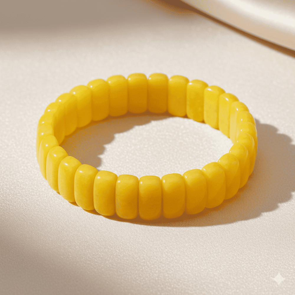 Çubuk Kesim Hardal Rengi Beyrut Kehribar Erkek Rolex Bileklik - 3