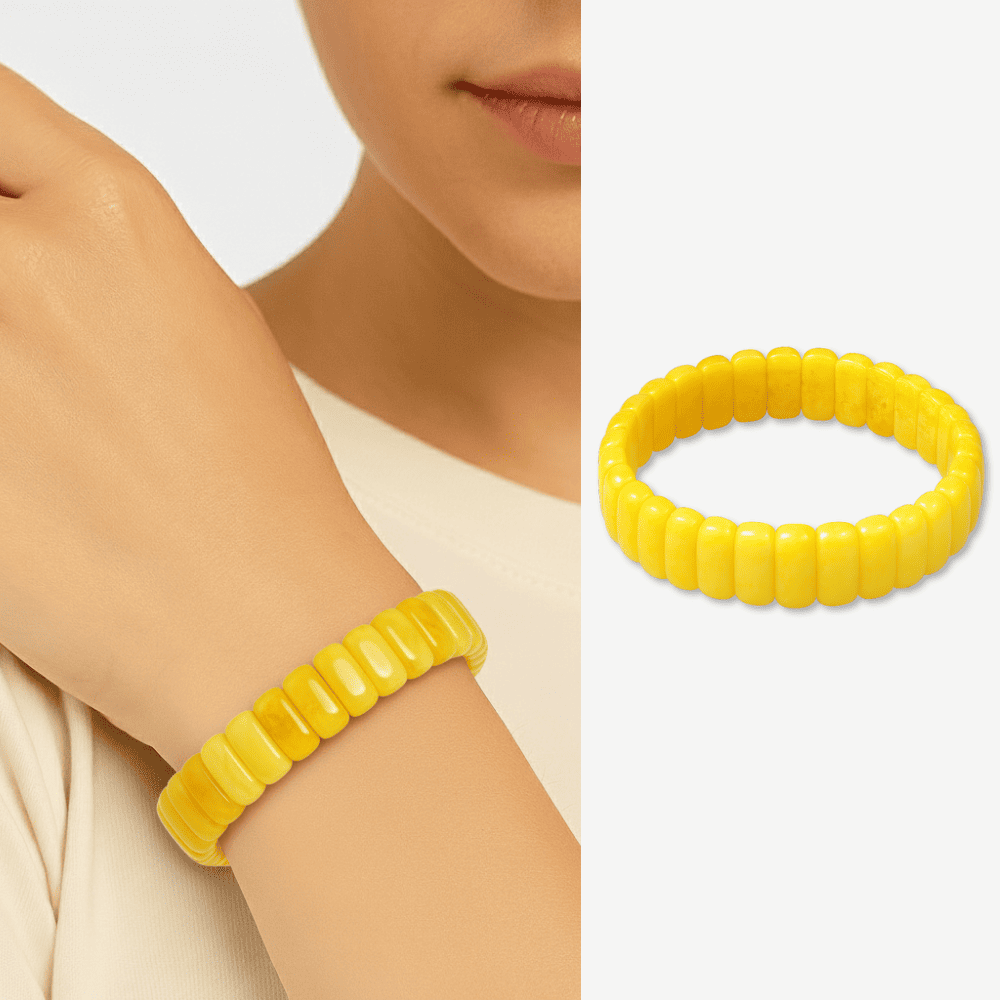 Çubuk Kesim Hardal Rengi Beyrut Kehribar Kadın Rolex Bileklik - 1