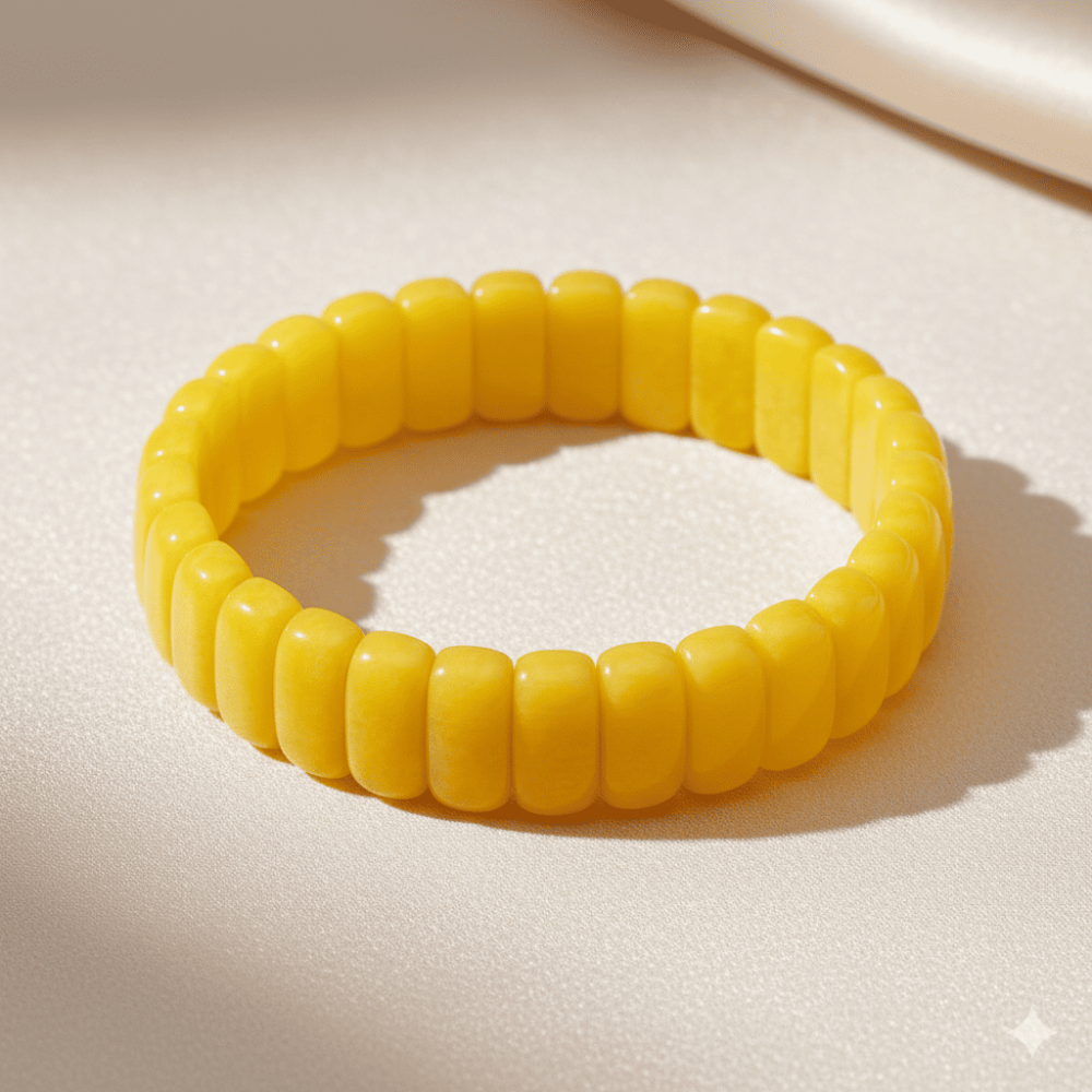 Çubuk Kesim Hardal Rengi Beyrut Kehribar Kadın Rolex Bileklik - 3