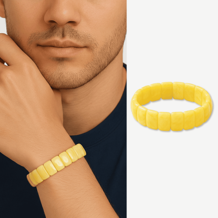 Çubuk Kesim Sarı Beyaz Renk Beyrut Kehribar Erkek Rolex Bileklik - Tesbihane