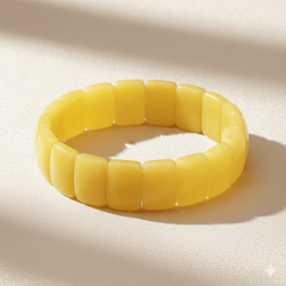 Çubuk Kesim Sarı Beyaz Renk Beyrut Kehribar Erkek Rolex Bileklik - 3