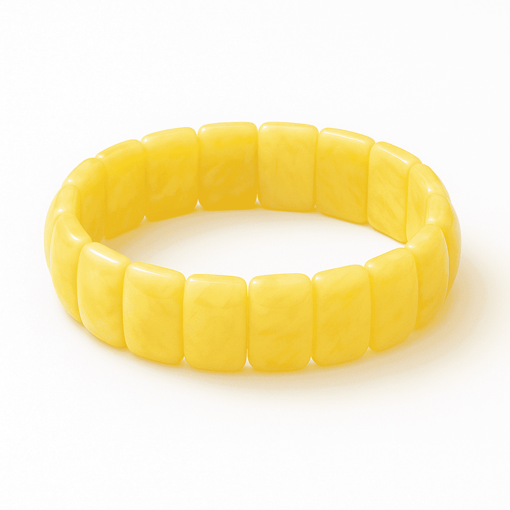 Çubuk Kesim Sarı Beyaz Renk Beyrut Kehribar Erkek Rolex Bileklik - 4