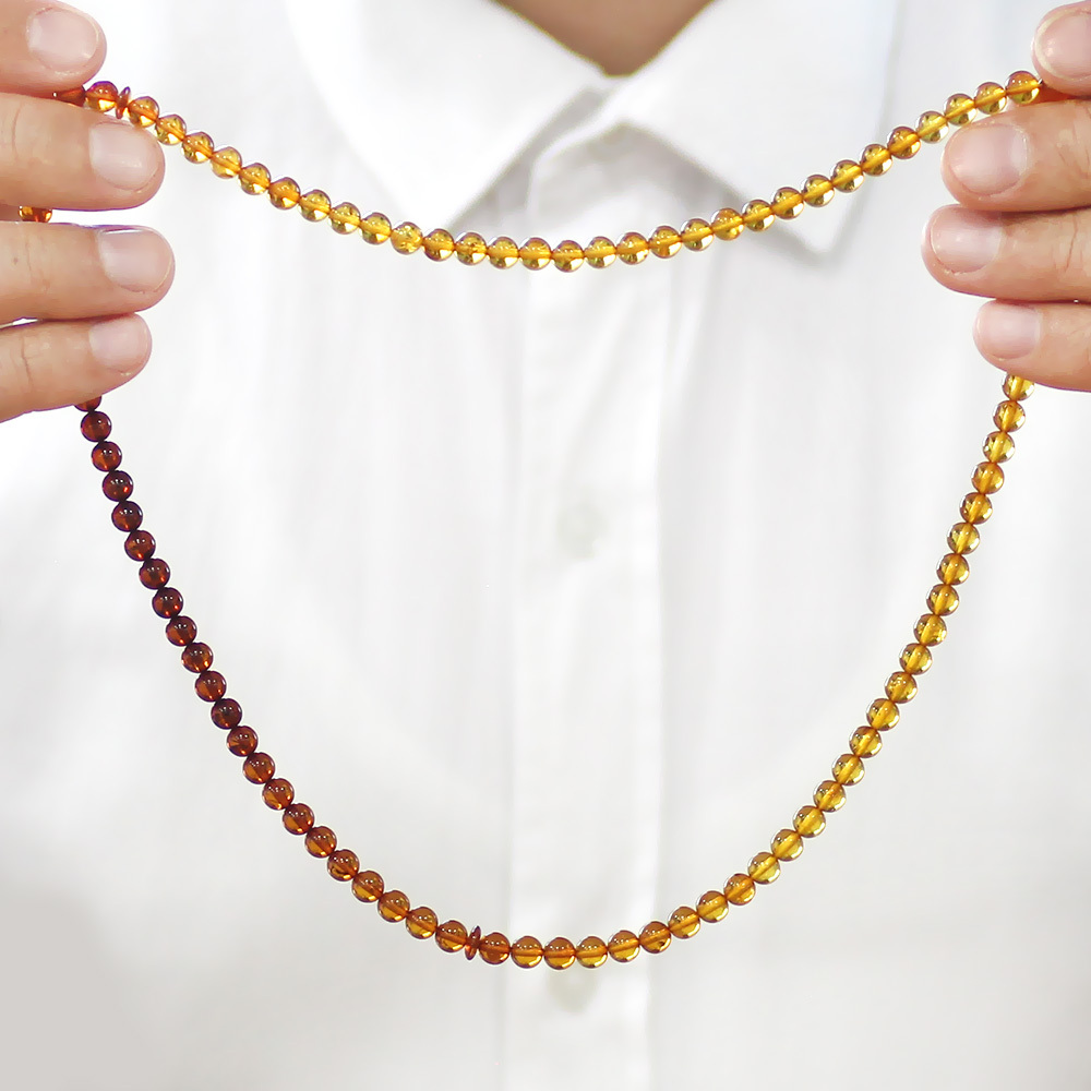 Damla Kehribar Namaz Tesbihi - 925 Ayar Gümüş Püsküllü - Süzme Sarı Kırmızı Renk - Küre Kesim - 3