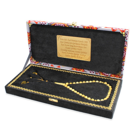 Damla Kehribar Tesbih - 1000 Ayar Gümüş Kazaz Püsküllü - Küre Kesim - King Seccer - Premium Kutulu - Tesbihane