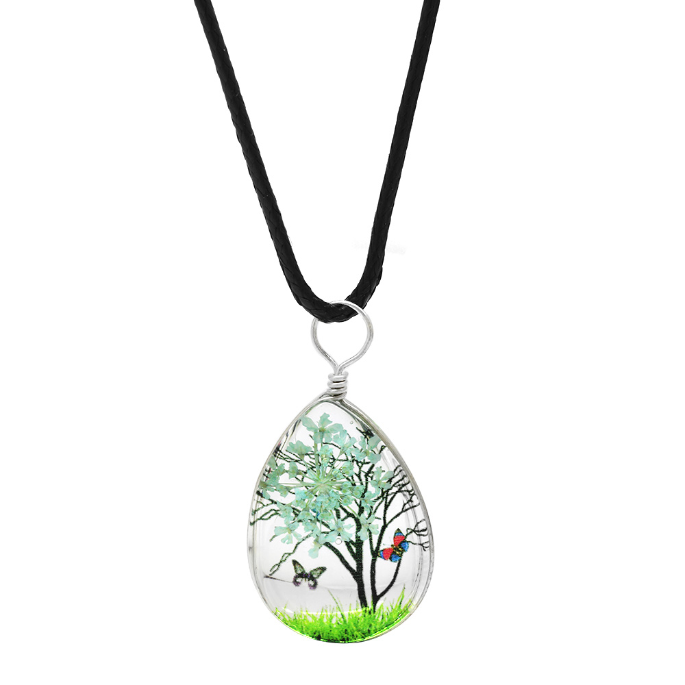 Damla Tasarım Beyaz Çiçekli Doğa Temalı El Yapımı Natural Reçine Kolye - 1