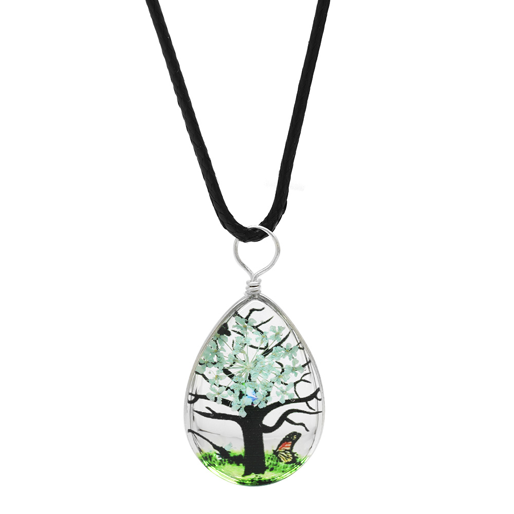 Damla Tasarım Beyaz Çiçekli Doğa Temalı El Yapımı Natural Reçine Kolye - 2