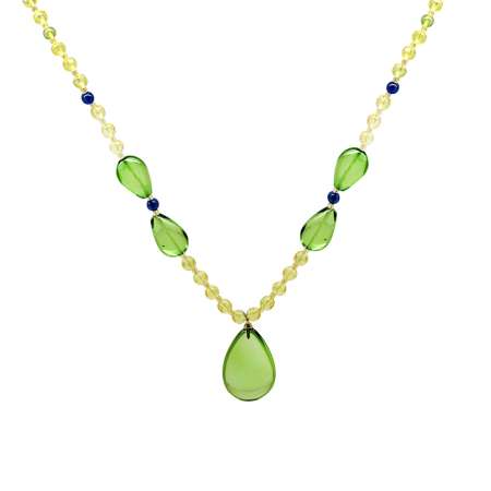 Gözyaşı Tasarım Faset Kesim Sarı Yeşil Doğal Damla Kehribar Kadın Kolye - Tesbihane