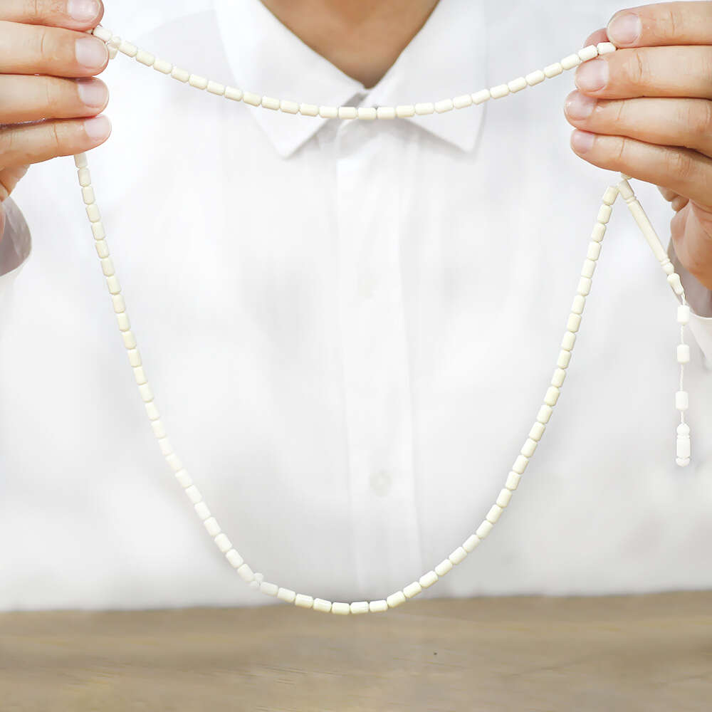 Deve Kemiği Namaz Tesbihi - Sistemli - Mini Boy - Beyaz Renk - Kapsül Kesim - 3