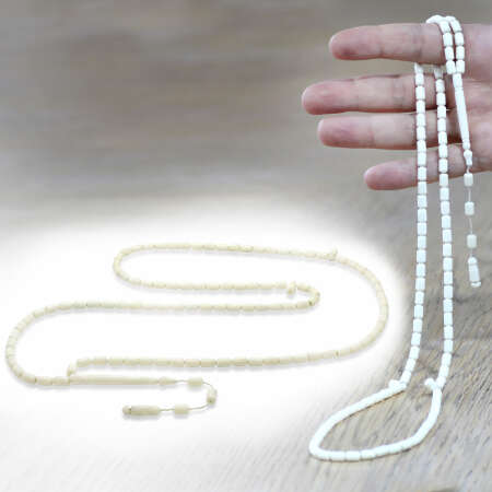 Deve Kemiği Namaz Tesbihi - Sistemli - Mini Boy - Beyaz Renk - Kapsül Kesim - Tesbihane