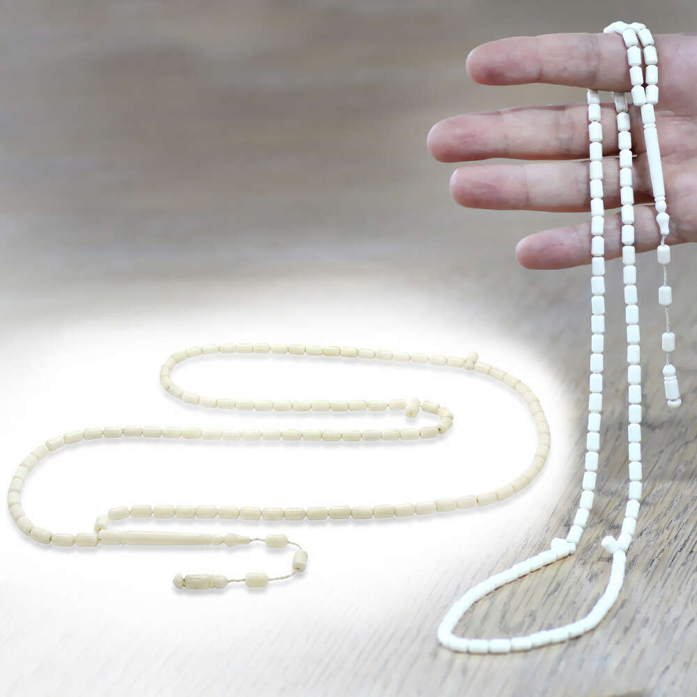 Deve Kemiği Namaz Tesbihi - Sistemli - Mini Boy - Beyaz Renk - Kapsül Kesim - 1