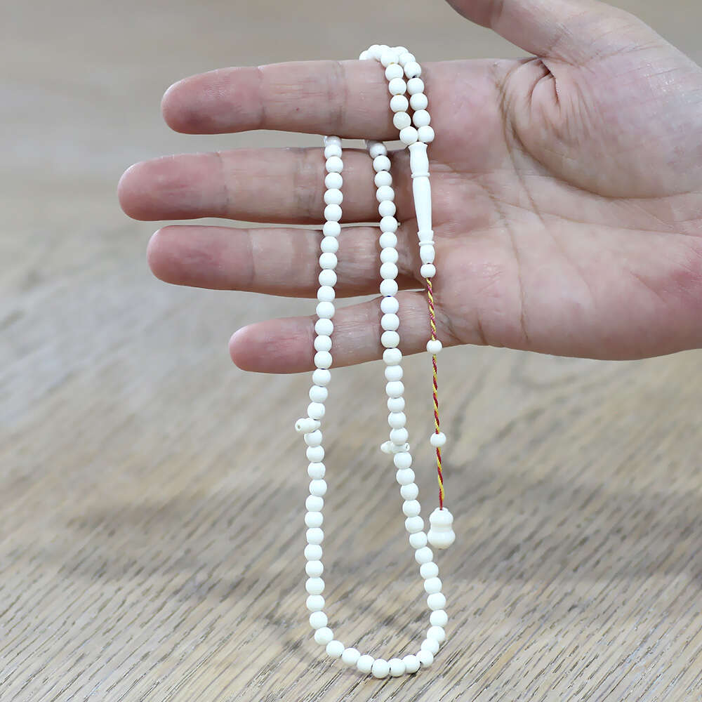Deve Kemiği Namaz Tesbihi - Sistemli - Beyaz Renk - Küre Kesim - 2