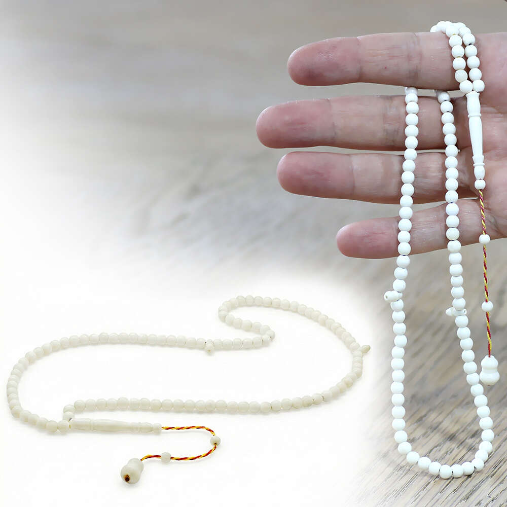 Deve Kemiği Namaz Tesbihi - Sistemli - Beyaz Renk - Küre Kesim - 1