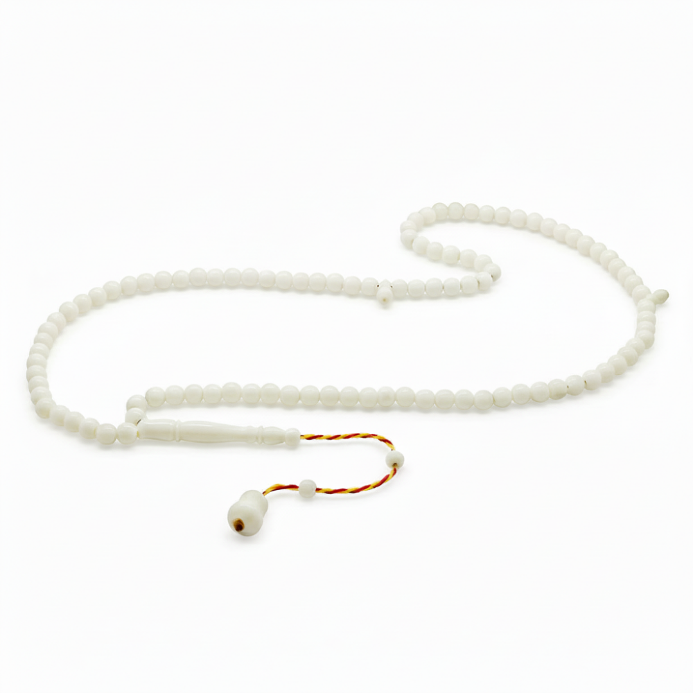 Deve Kemiği Namaz Tesbihi - Sistemli - Beyaz Renk - Küre Kesim - 5