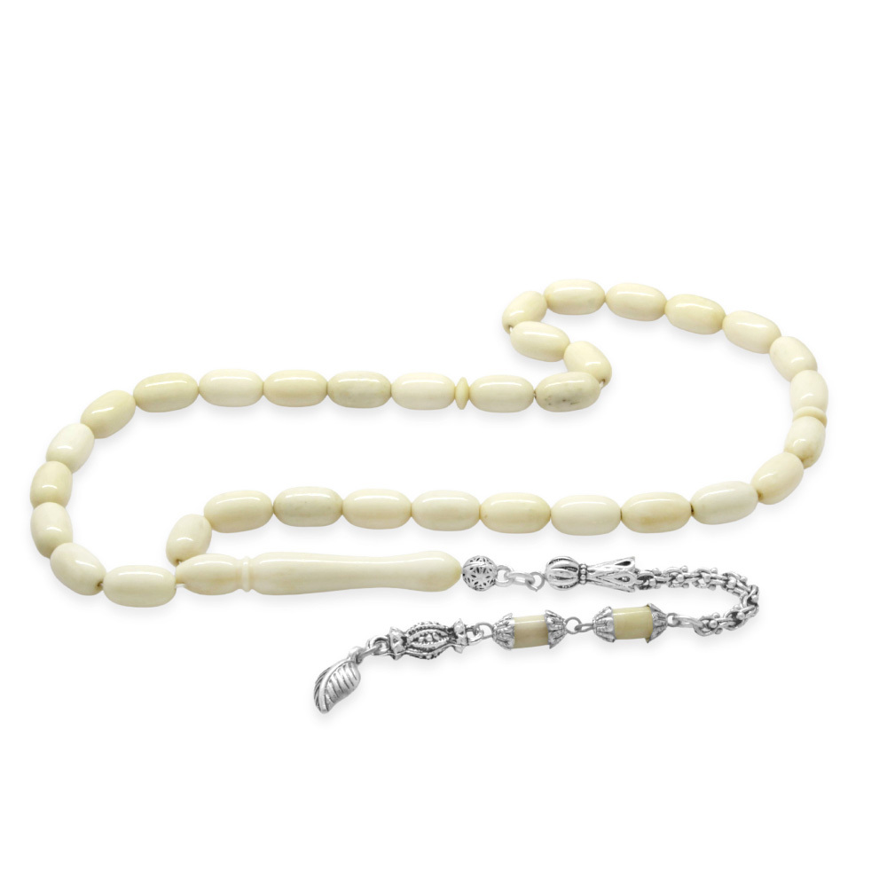 Deve Kemiği Tesbih - Kararmaz Metal Arnavut Püsküllü - Naturel Renk - Kapsül Kesim - 4