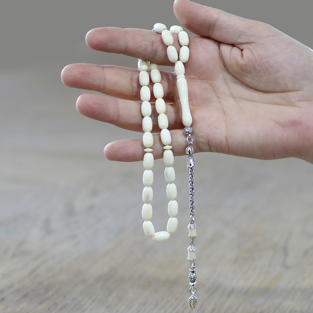 Deve Kemiği Tesbih - Kararmaz Metal Arnavut Püsküllü - Naturel Renk - Kapsül Kesim - 2