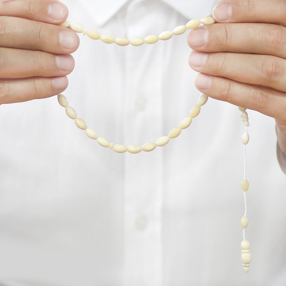 Deve Kemiği Tesbih - Sistemli Tasarım - Naturel Renk - Arpa Kesim - 3