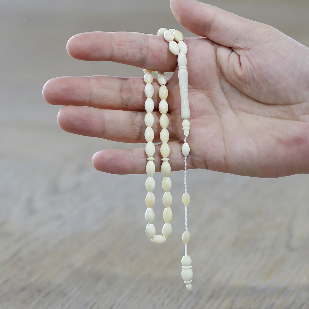 Deve Kemiği Tesbih - Sistemli Tasarım - Naturel Renk - Arpa Kesim - 2