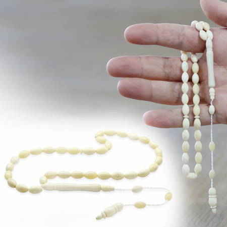 Deve Kemiği Tesbih - Sistemli Tasarım - Naturel Renk - Arpa Kesim - Tesbihane