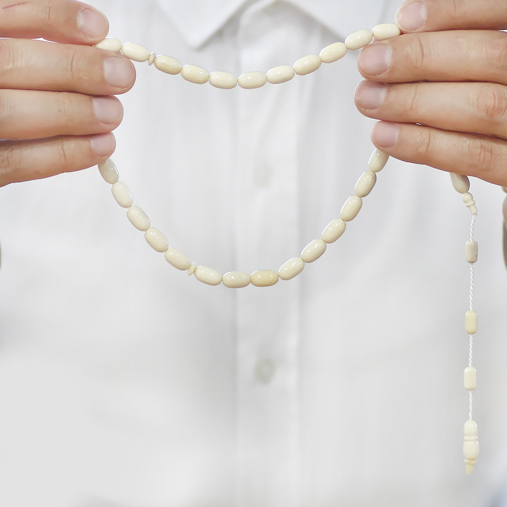 Deve Kemiği Tesbih - Sistemli Tasarım - Naturel Renk - Kapsül Kesim - 3