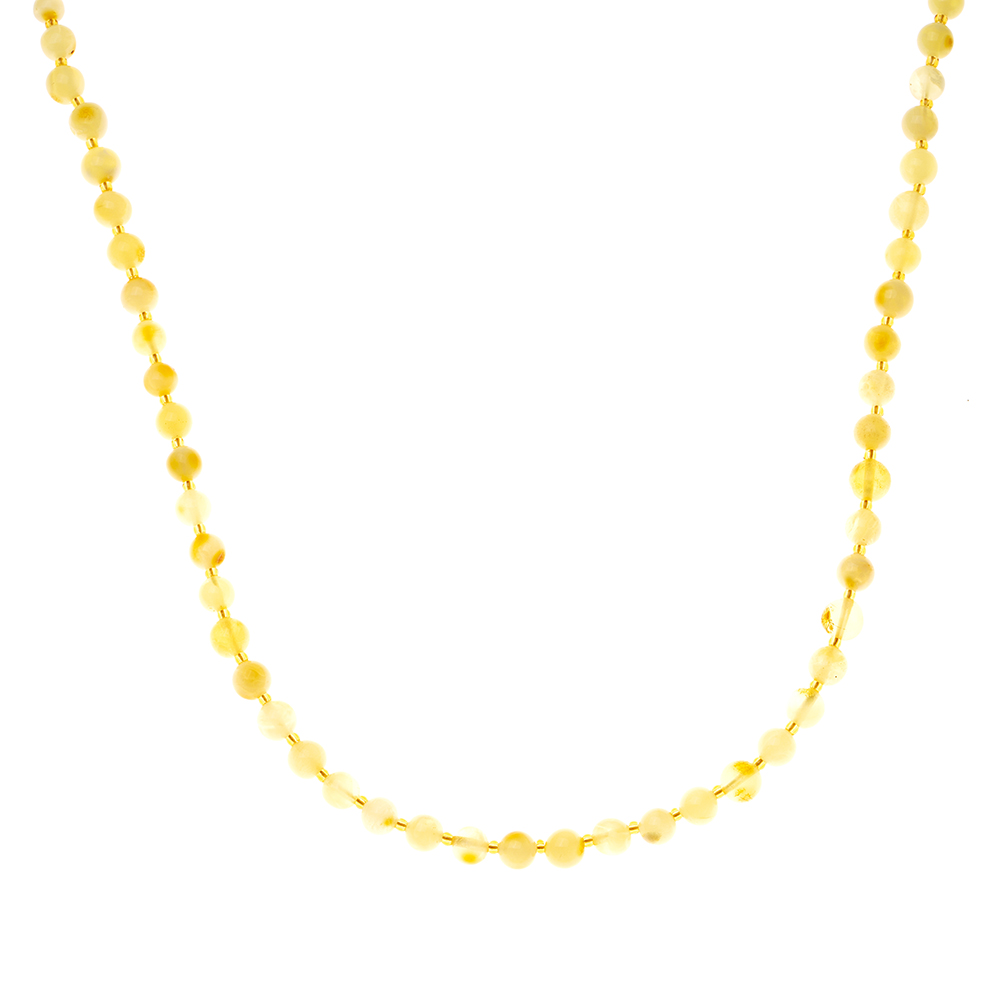 Açık Sarı Şeffaf Doğal Damla Kehribar Kadın Kolye - 5