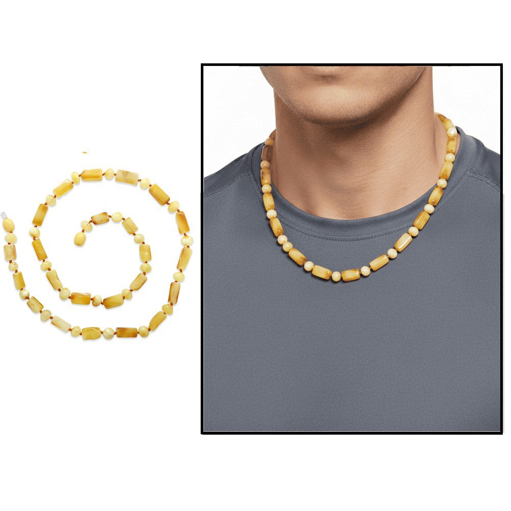 Doğal Form Bal Beyaz Renkli Doğal Damla Kehribar Erkek Kolye - 1