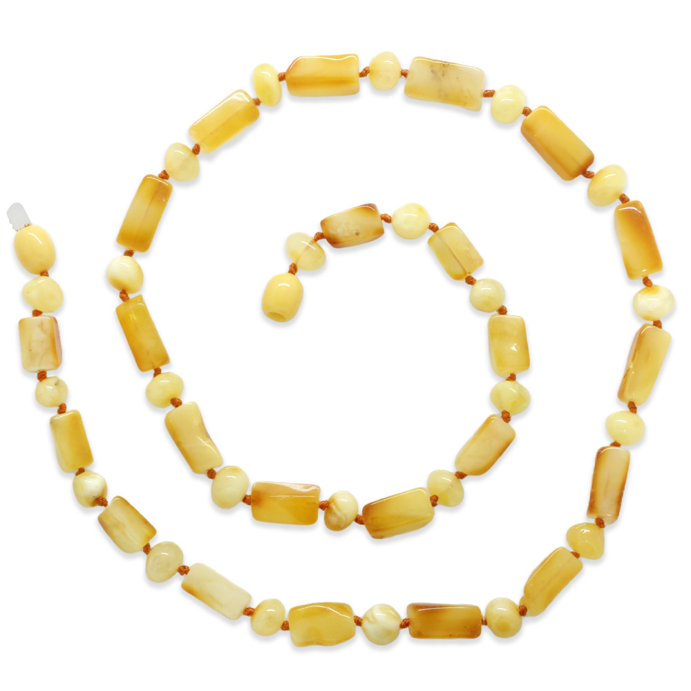 Doğal Form Bal Beyaz Renkli Hakiki Damla Kehribar Kadın Kolye - 4