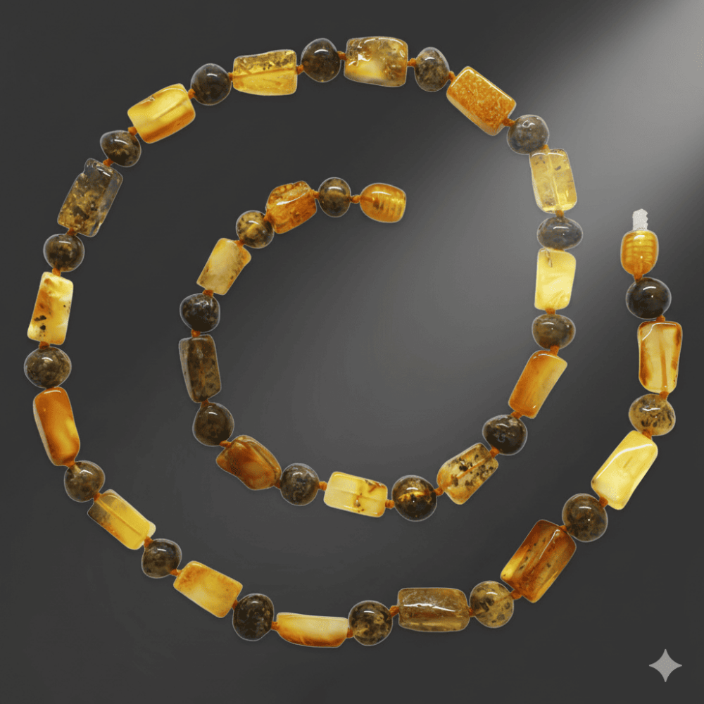 Doğal Form Bal Kahverengi Hareli Hakiki Damla Kehribar Taşlı Kadın Kolye - 3