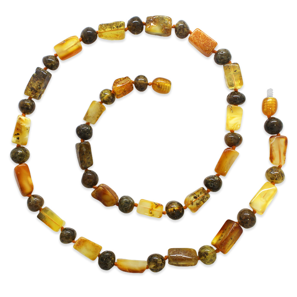 Doğal Form Bal Kahverengi Hareli Hakiki Damla Kehribar Taşlı Kadın Kolye - 4